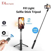 Fangtuosi Kablosuz Bluetooth Selfie Stick Tripod Foldable Monopods Iosandroid akıllı telefonlar için dolgu ışığı 220712