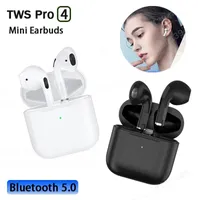 Pro 4 TWS Bluetooth 5.0 Kulaklık Kablosuz Kulaklıklar Hi-Fi Stereo Kulaklık Mini Kulak İçi Stereo Spor Kulakları Akıllı Telefonlar İçin