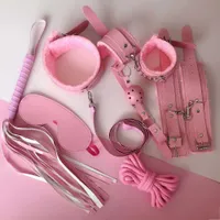 Костюм розовые наручники веселые тяги рта во рту шарик воротник, чтобы научить собачьих рабы, злоупотребления Альтернативными игрушками для подножия манжеты L8HL