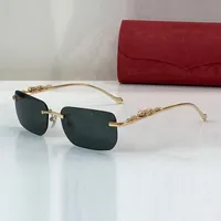 New Carti Sunglasses Designer Womens Mens Fashion Accessory Champagne Gold Mirror Inlaid Leopard Gold Polished Metal Glasses Frame Female Sunmmer Sun Shades