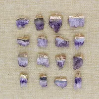 Hänge halsband naturliga sten lila kristallknopp slumpmässig form utsökta smycken gör diy örhängen halsband armband tillbehör