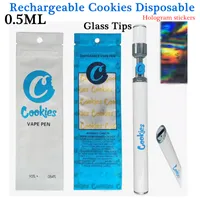0,5 ml oplaadbare koekjes wegwerp vape penpatronen 280 mAh batterij half gram verdampers glazen schroefdoppen e-sigaretten 1,8 mm oliegat versturende verpakkingen leeg