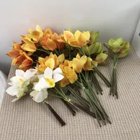 4pcs/paket beyaz orkide düğün çiçekleri gelin buket lateks yapay çiçekler diy karalama defteri flores yapaylar ev dekor 20220528 t2