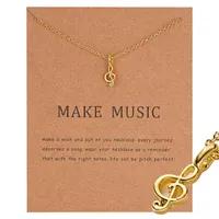 Pendant Necklaces Wish Card Minimalist Music Note Charms Links Chains Gold Color Shorter Necklace For Women Jewelry GiftPendant