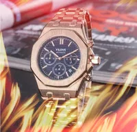 Sous-cadran de haute qualité Watch Watch Stopatch 42 mm Mouvement de quartz automatique Montres de bracelet en acier inoxydable.