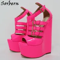 Sorbern Neon Hot Pink Sandal Sandal de 20 cm Plataforma de tacón High Platform Shops Soper Sole