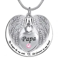 Papa Angel Wing Urn Necklace for Ashes Heart Cremation Memorial Keepsake Pendant Necklace Jewelry with Fill Kit and Gift322c