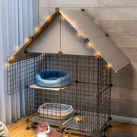 Cão vestuário gato gaiola casa interior super grande espaço livre villa ninho de três camadas com banheiro pequena casa cattery