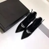 heel 10 5cm Leather Thrill Heels Women Unique Designer Pointed toe Dress Wedding Shoes Sexy Brand shoes Letters heel Sandals size 340p