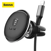 Baseus Magnetic Car Phone Holder 360 Rotation Air Vent Mount Mount Mobile Stand x 8 7 220705の車のケーブルクリップ付き