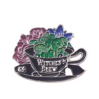 Hexenbrauen Emaille Pin Badge Teetasse Blume Brosche Halloween Feministische Schmuckdekoration