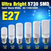 Low Lampada LED E27 LAMP Milky Cover AC 220V 110V SMD 5730 LED Bulb E27 MINI Ultra Bright Shandelier Lights 7W to 25W H220428