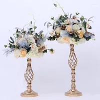 Party Decoration Gold Flower Vases Candle Holders Rack Stands Wedding Road Lead Table Centerpiece Pillar Event CandlestickParty