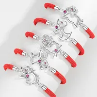 Charm Bracelets Zodiac Bracelet Rat Ox Tiger Dragon Snake Horse Sheep Monkey Chicken Dog Pig Lucky Red String Beads Jewelry GiftsCharm CharC