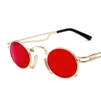 Gafas de sol diseñador de steampunk retro 2022 Gafas de sol de moda para hombres y mujeres marco de metal oval