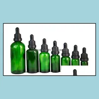Botellas de pipeta de reactivo de líquido de cristal verde Eje de ojos Aromaterapia 5ML-100ML Aceites esenciales PERS al por mayor Drop Party 2021 Embalaje de