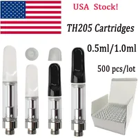 VS Stock Th205 Cartridges Atomizer 510 DRAAD Lege Vape Cartridge Packaging 0,5 ml 1,0 ml Carts Dikke Oil Dab Penverdamper voor E Sigaretten