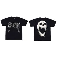 Tide Revenge Camina corta Pareja americana Loose Smoke Metal Skull Lightning High Street Camiseta informal Q15