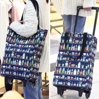 Складная сумка для покупок женская большая тяга корзина для организатора портативные купить овощи троллейбус сумки на колесах рынок CX220325