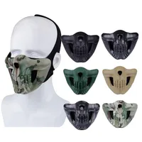 Outdoor Half Face Skull Mask Sport Equipment Airsoft Shooting Protection Gear Tactical Airsoft Halloween Cosplay No03-119234a