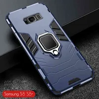 Samsung Galaxy S Black Case Armour PCカバーMetal Ring Holder Phone Case for Samsung S S Plus Cover Shockproof Hard Bumper J220609