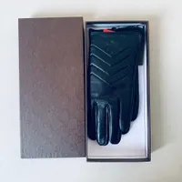 Luxury Sheepskin leather gloves Designer touch screen gloves soft warm short wool interior drive motorcycle rider Mittens