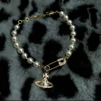 Projektant Bransolet Bransoletki Orbit krótkiej nożycki łańcuch obojczyka Baroque Pearl Bracelets for Women Jewelry Gift2284