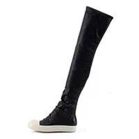 Дизайнерские ботинки для женщины зимняя мода черная на колене ботинок Martins Борьи-ботинок на каблуке Soft Real Leath
