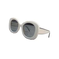 Hepburn White Oval Grunglasses Temple نظارة شمسية الأزياء الرجعية مع مربع