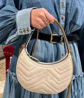 Genuine Leather Hobos Shoulder Bags Women Purse Top Quality Handbags Fashion Lady Quilted Cross Body Handbags Luxury Designer Half Moon Purses Wallet Orignal Box