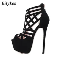 Eilyken été femmes sandales pompes chaussures de fête plate-forme de mariage talons talons à talons hauts orteils noirs 220409