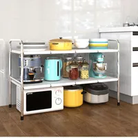 キッチン収納機関の台所用品マイクロ波シェルフラック調節可能な2層用品オーガナイザーホーム