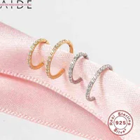 Aide Pc Real Sterling Silver Jewelry Korean Earrings Hoops For Women White Zircon Collar Earrings Pendientes Mujer J220613