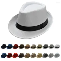 B￩rets Summer Fedora Hat For Men Fashionable Elegant Vintage Black Women White Red Brim 1920S Panama Top Jazz Beach Unisexe Classic Capberets