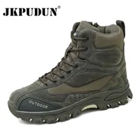 Tactical Military Combat Boots Men Genuine Leather US Army Hunting Trekking Camping Mountaineering Winter Work Shoes Bot JKPUDUN 220815
