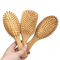 Pettine in legno professionale sano paddle cuscino perdita di capelli per la perdita di massaggio spazzole per capelli cucite cuoio capelluto cure salutari di bambù pettine