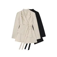 Trajes femeninos blazers mujeres vendaje irregular empalmado lapa blazer manga larga femenina femenina chaqueta elegante marea de moda otoño 202