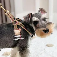 Dog Collars  Leashes Bear Rhinestone Pet Harness Collar Luxury Designer Accessories Leash Lead Outdoor Walking Set Schnauzer Shih Tzu Cat P