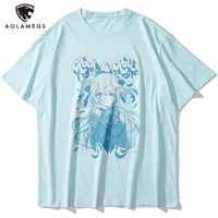 AOLAMEGS HARAJUKU COMICS 소녀 인쇄 대형 티셔츠 남성 오타쿠 애니메이션 티 탑 여름 캐주얼 한 대학 스타일 스트리트웨어 커플 220615