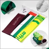 Banner Flags Festive Party Supplies Home Garden 2022 Qatar World Cup Scarf 15x135cm Worlds Cups Fan Printed Tassel Satin Hand Drop Deliver