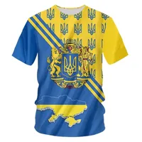 3D Ukraina T Shirt Design Flag Drukuj Men Symbol Symbol krótki rękaw w rozmiarze Summ