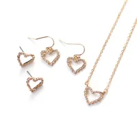 Fashion Clear Crystal Hollow Out Heart Necklace for Women1888