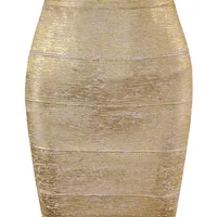 Toptan kadınlar yaz moda seksi altın bronzing bandaj etek tasarımcısı gece kulübü bodycon kalem etek faldas 46cm 220623