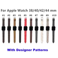 Genuine Cow Leather Watchband Fashion Designer smart watch Straps For apple watch band Series 1 2 3 4 5 6 38mm 40mm 42mm 44mm SmartWatches Strap Replacement US UK MX