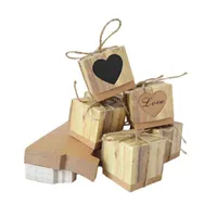 10/20/30pcs Kraft Paper Love Heart Candy Box Düğün Favor Hediye Kutusu Çantaları Halat Bebek Duş Doğum Günü Partisi Düğün Dekorasyonu J220714
