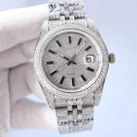 Full Diamond Mens Watch Automatic Automatic Mechanical Watches 41mm Silver Strap Strap Stefless Steel for Men Life Waterproof Wristwatch Fashion 2023