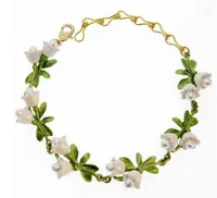 Charm Bracelets CSxjd Vintage Bracelet Half Hole Imitation Pearls Valley Orchid Alloy Bake Lacquer Women Jewelry Fawn22