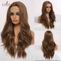 Easihair Brown Front Synthetic Long Wavy S для женщин -волновой кружево естественный тепловой парик