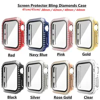 Diamond Screen Protector Watch Case para Apple iWatch 45 mm 44 mm 42 mm 41 mm 41 mm 48 mm 38 mm Cantelera de cubierta completa Cajas de protección PC con caja minorista