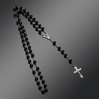 2020 New Fashion Handmade Round Glass Bead Catholic Rosary Quality Bead Cross Necklace Beads Cross Religious Pendants Necklace329g